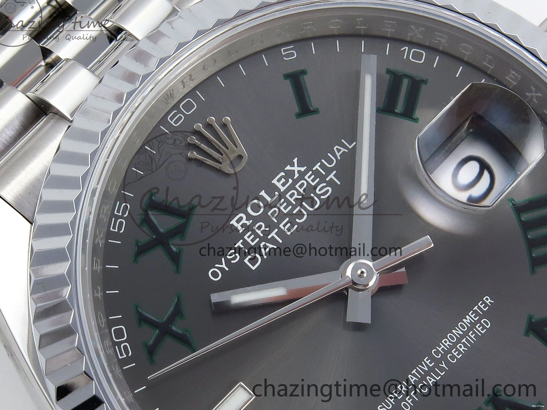 MiroTime 0313 Datejust 36mm 126234 904L Steel HGF 1:1 Best Edition Gray Dial Green Roman on SS Bracelet VR UrbanChic 1476